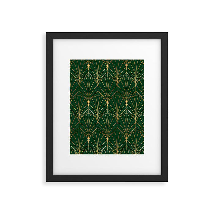 Art Deco Waterfalls // Emerald Green Framed Art Print Gallery Image 1