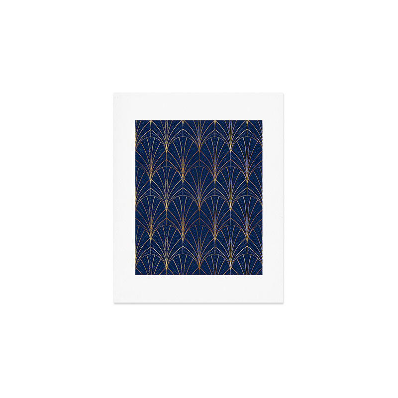 Art Deco Waterfalls // Navy Blue Art Print Gallery Image 1