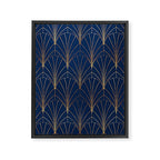 Art Deco Waterfalls // Navy Blue Framed Canvas Print Gallery Image 8