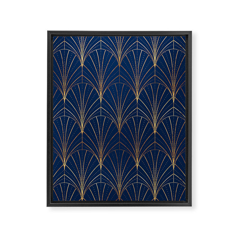 Art Deco Waterfalls // Navy Blue Framed Canvas Print Gallery Image 8