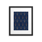 Art Deco Waterfalls // Navy Blue Framed Art Print Gallery Image 6