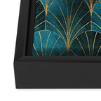 Art Deco Waterfalls // Ombre Teal Framed Canvas Print Gallery Image 3