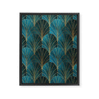 Art Deco Waterfalls // Ombre Teal Framed Canvas Print Gallery Image 8