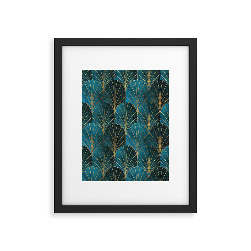 Art Deco Waterfalls // Ombre Teal Framed Art Print Gallery Image 6
