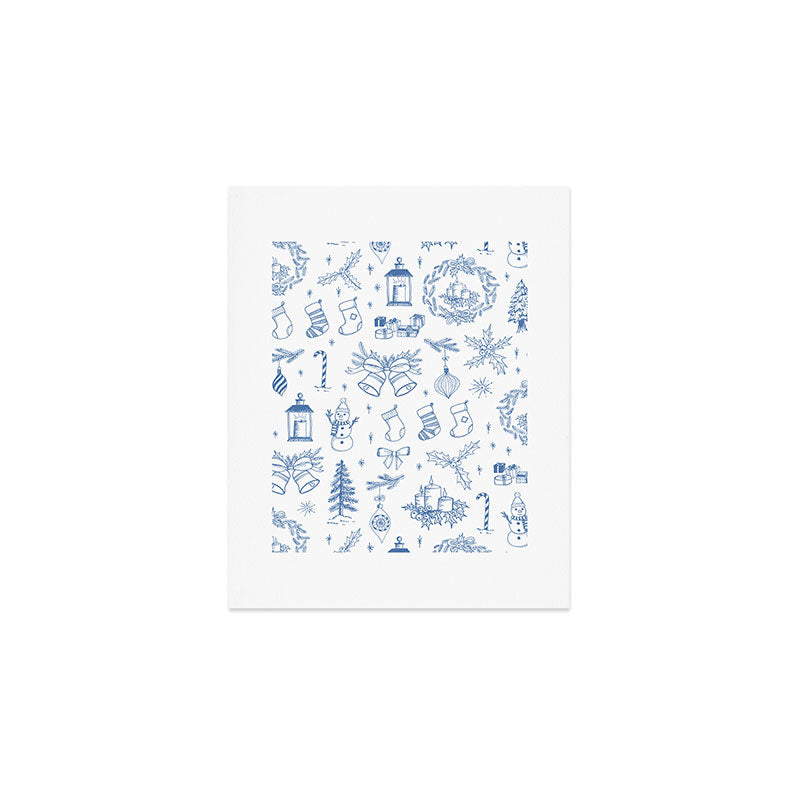 Christmas Toile // Blue & White Art Print Gallery Image 1