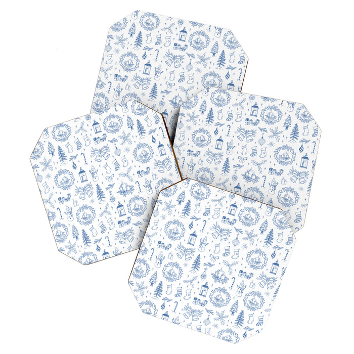 Christmas Toile // Blue & White Coaster Gallery Image 1