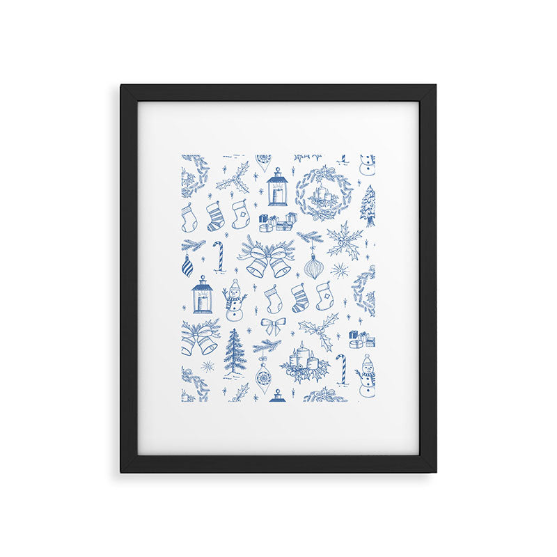 Christmas Toile // Blue & White Framed Art Print Gallery Image 6