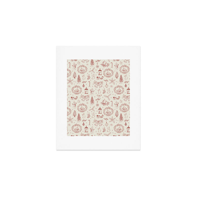 Christmas Toile // Vintage Red Art Print Gallery Image 1