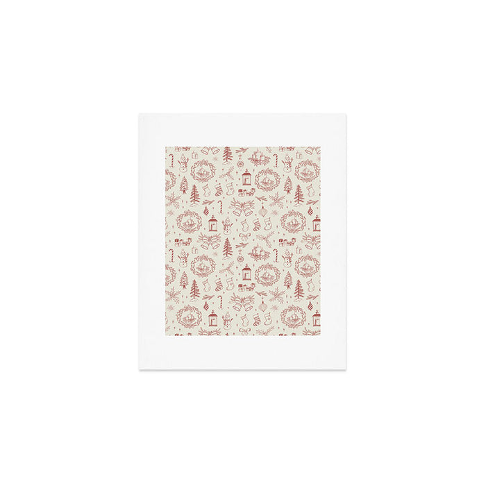 Christmas Toile // Vintage Red Art Print Gallery Image 1
