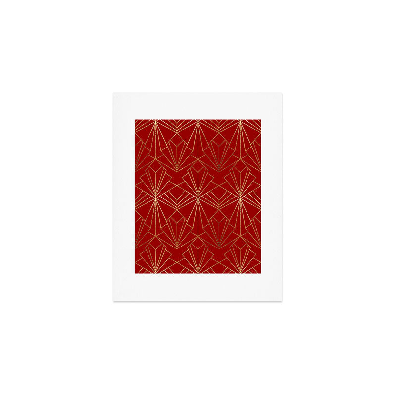 Crimson Red Art Deco Art Print Gallery Image 1