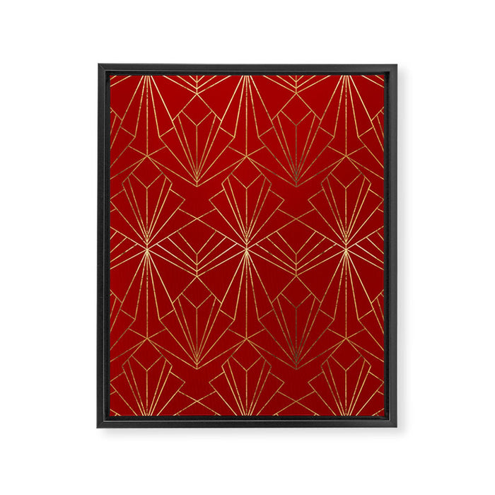 Crimson Red Art Deco Framed Canvas Print Gallery Image 1