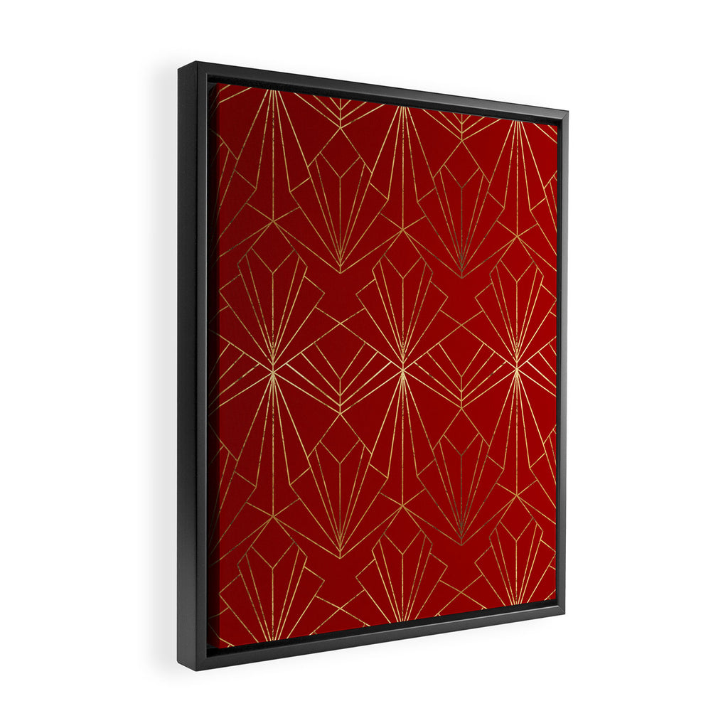 Crimson Red Art Deco Framed Canvas Print Gallery Image 2