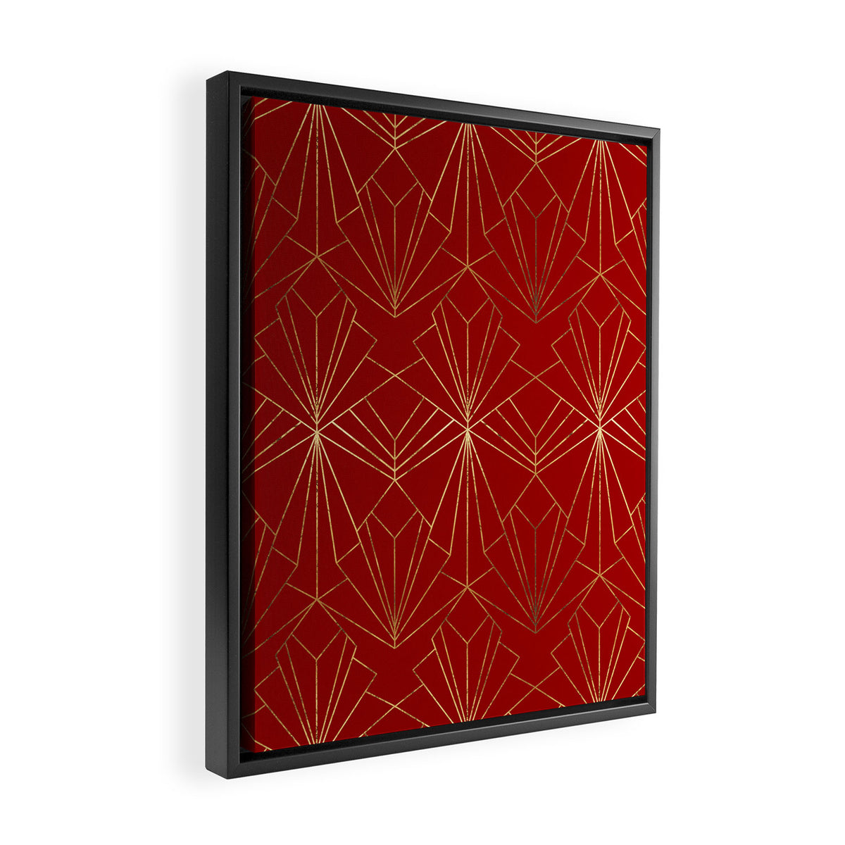 Crimson Red Art Deco Framed Canvas Print Gallery Image 2