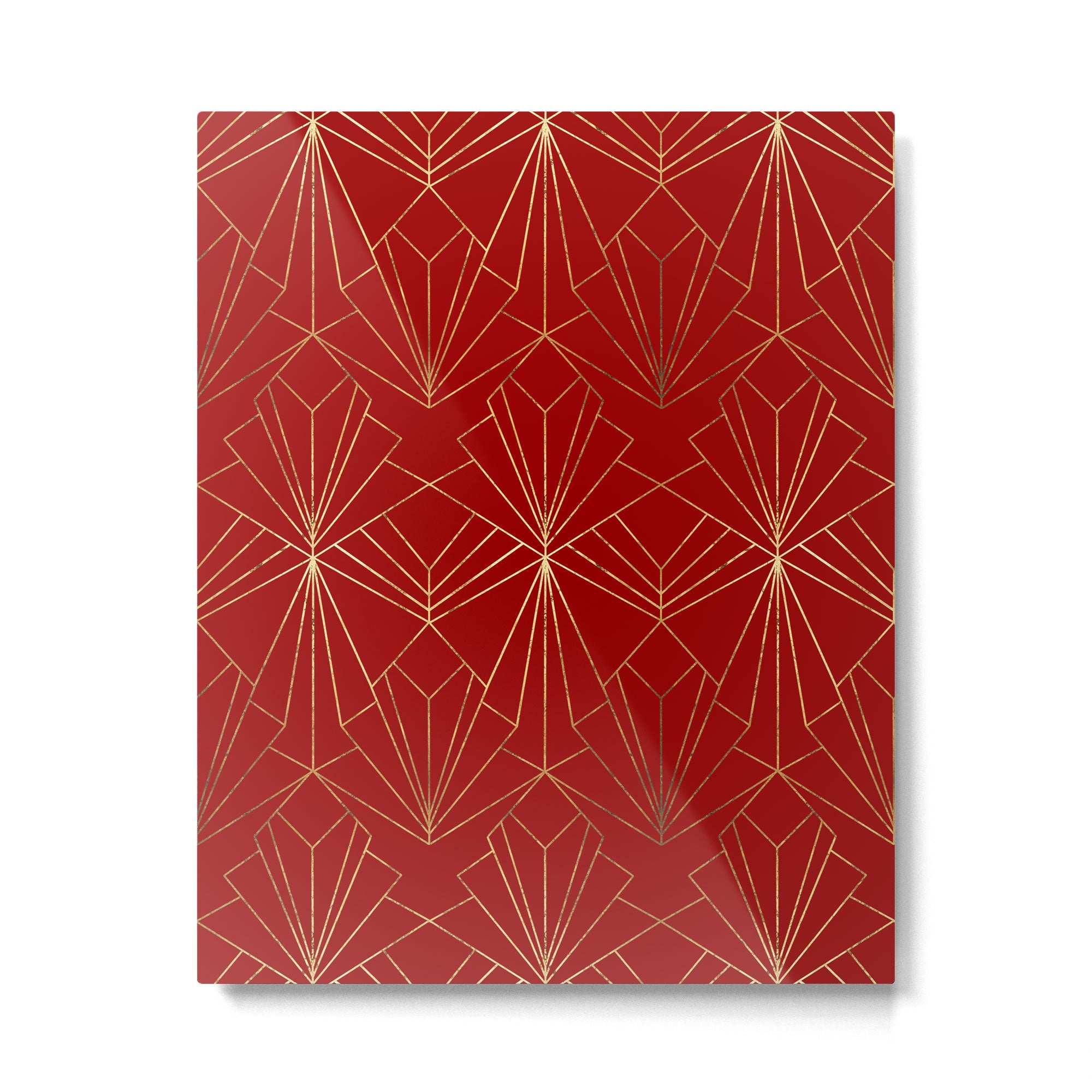 Crimson Red Art Deco Metal Print Gallery Image 6
