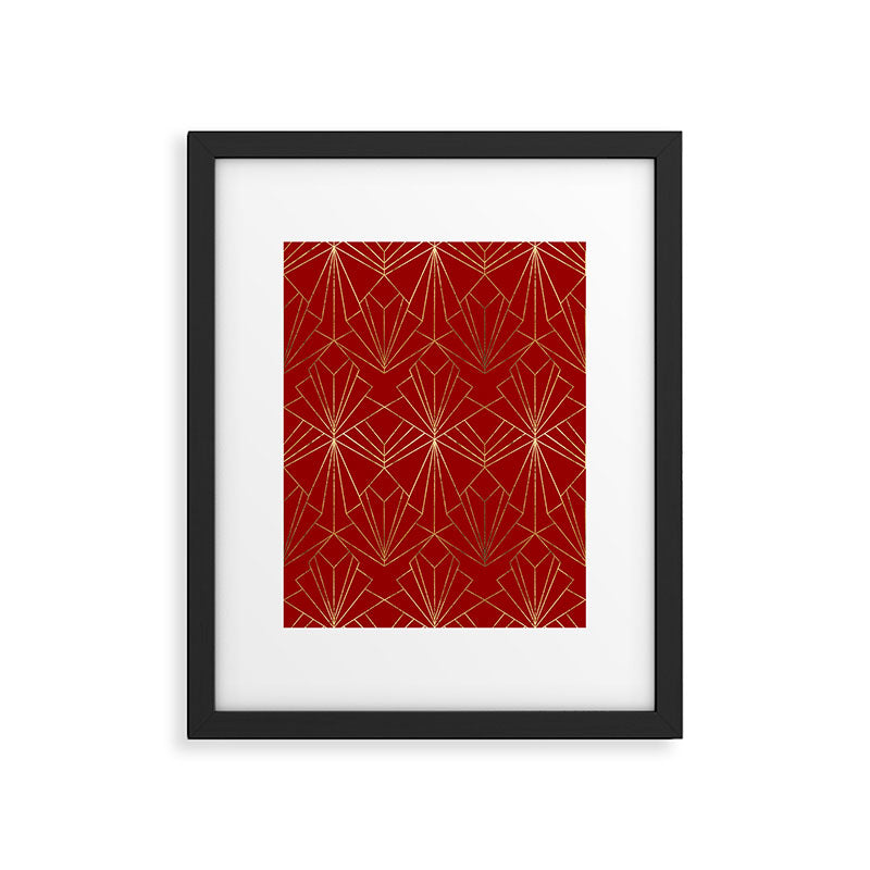 Crimson Red Art Deco Framed Art Print Gallery Image 6