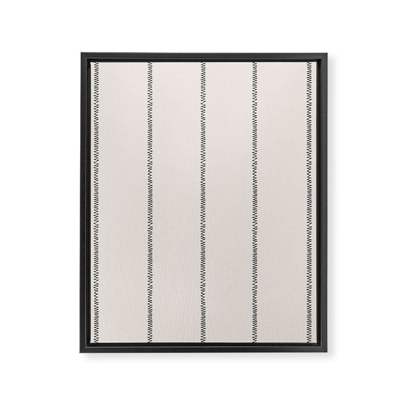 French Cream Linen Stripe Framed Canvas Print Gallery Image 8
