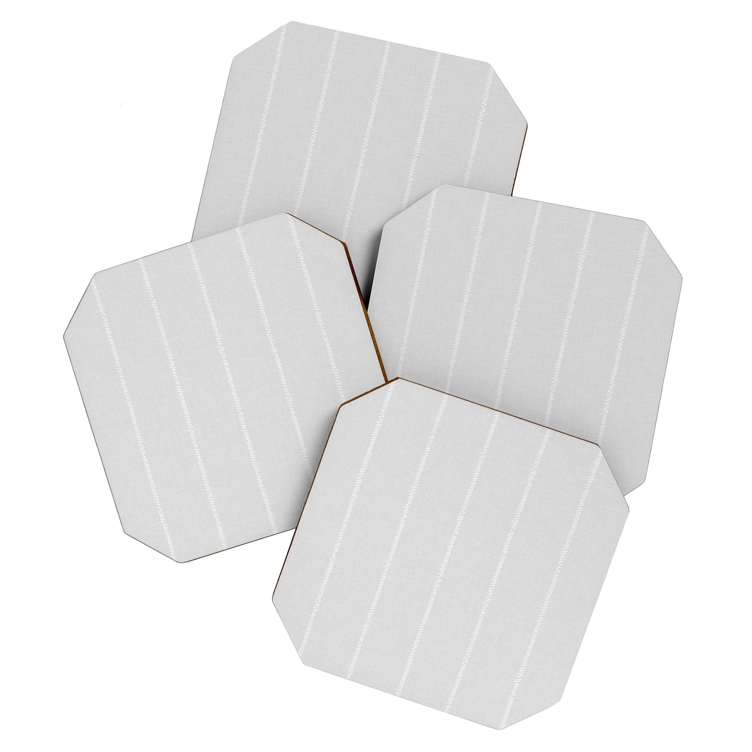 French Grey Linen Stripe Coaster Gallery Image 1