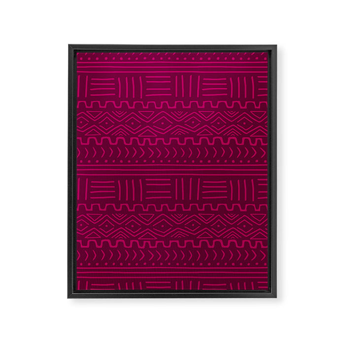 Mud Cloth in Raspberry Framed Canvas Print Gallery Image 1