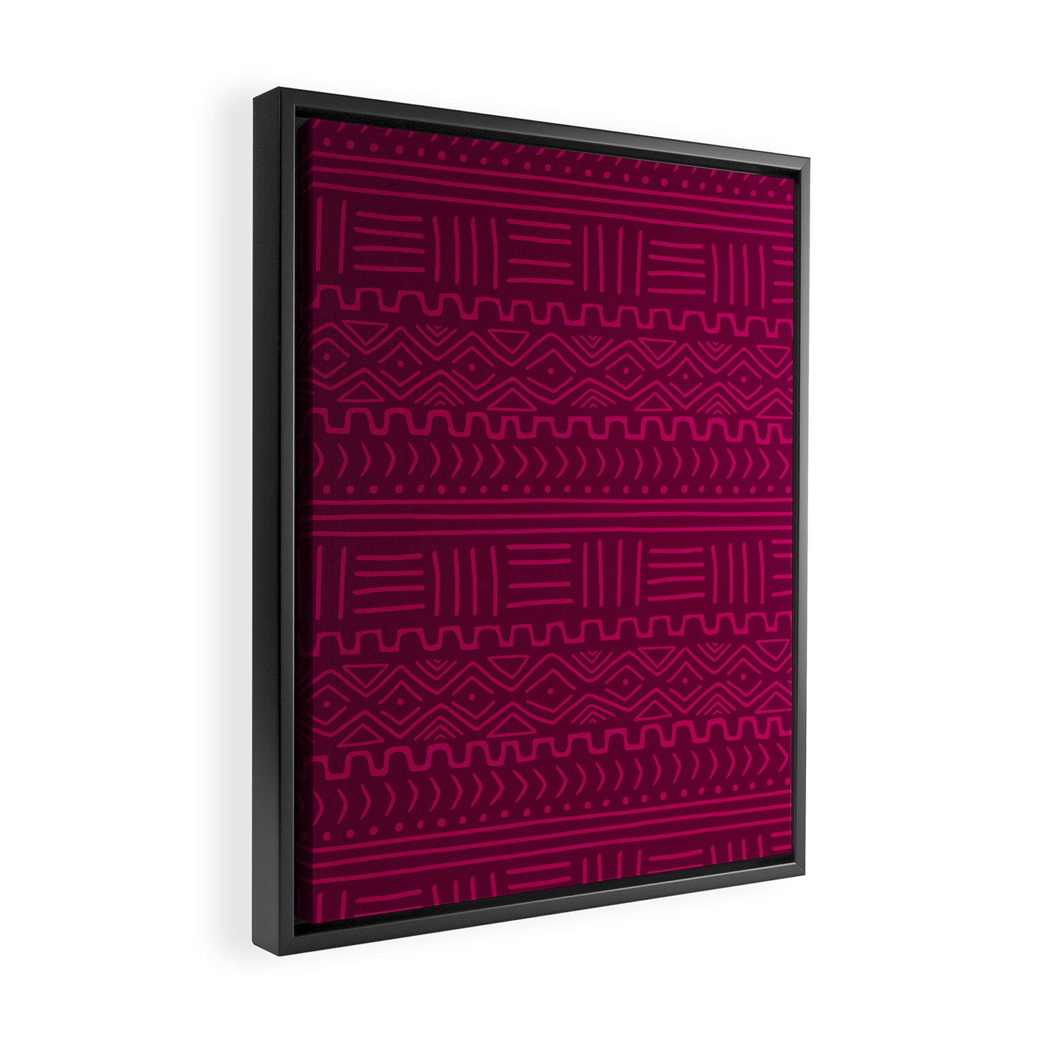 Mud Cloth in Raspberry Framed Canvas Print Gallery Image 2