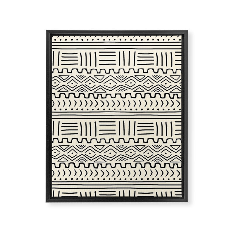 Mud Cloth on Cream Framed Canvas Print Gallery Image 8