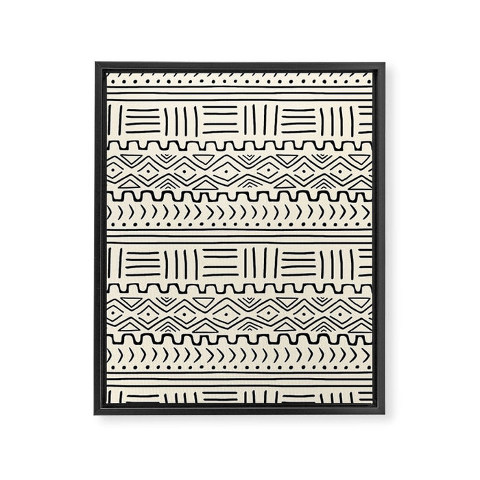 Mud Cloth on Cream Framed Canvas Print Gallery Image 1