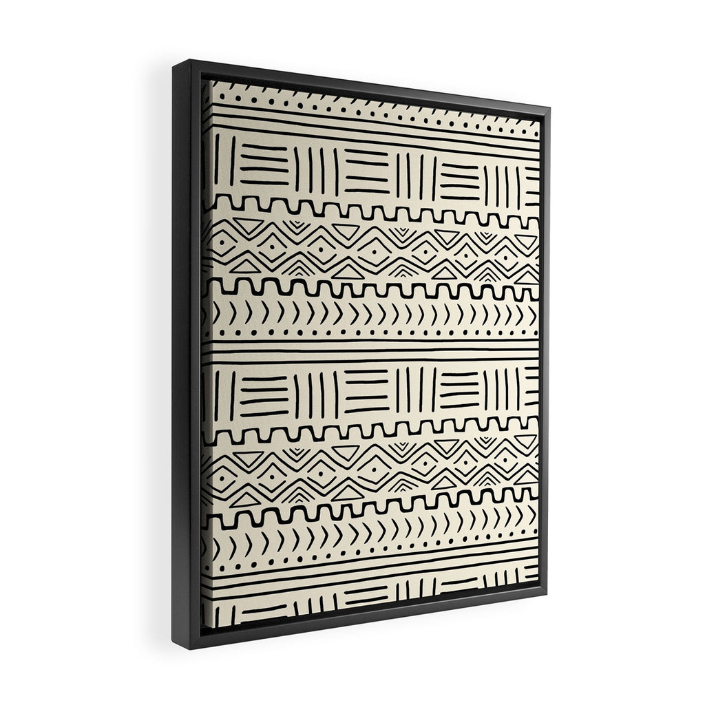 Mud Cloth on Cream Framed Canvas Print Gallery Image 2
