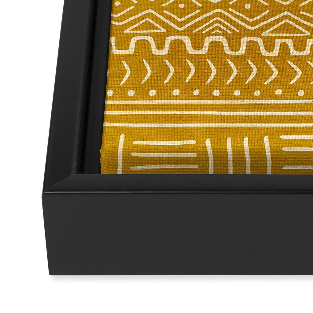 Mud Cloth on Mustard Framed Canvas Print Gallery Image 3