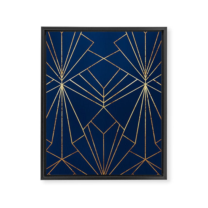 Navy Blue Art Deco - Large Scale Framed Canvas Print Gallery Image 1