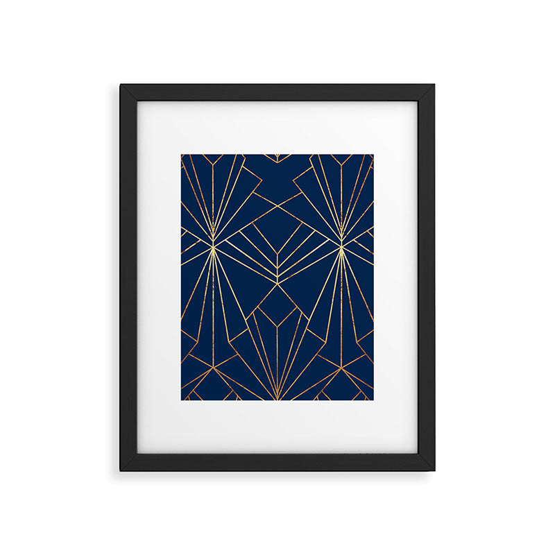 Navy Blue Art Deco - Large Scale Framed Art Print Gallery Image 6