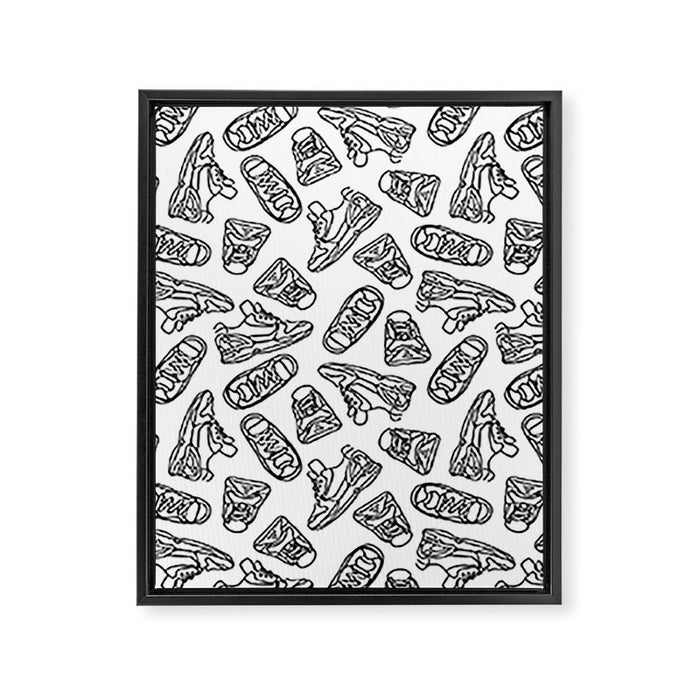 Sneakers // Black & White Framed Canvas Print Gallery Image 1