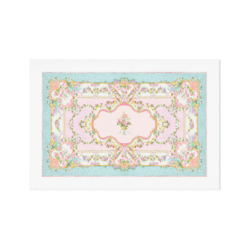  French Rococo Floral Watercolor Panel Art Print Gallery Image 1