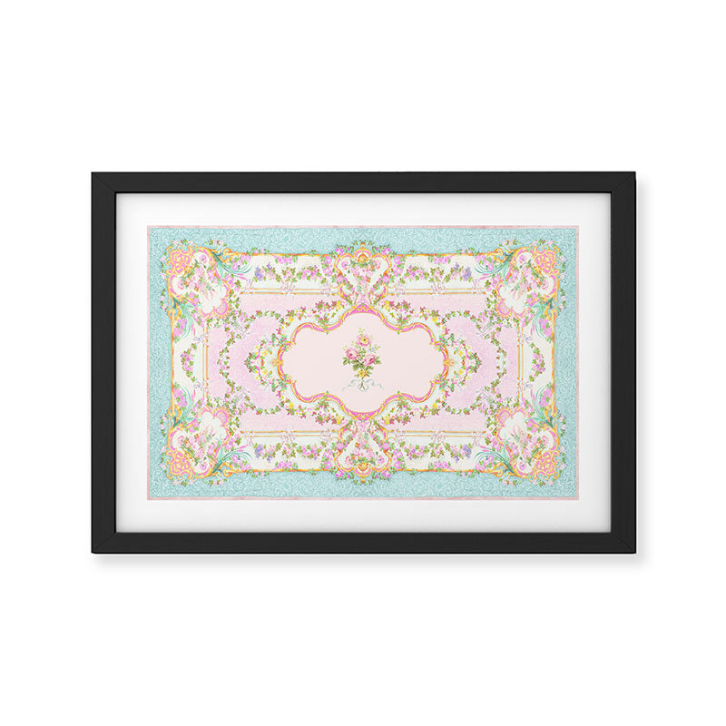  French Rococo Floral Watercolor Panel Framed Art Print Gallery Image 2