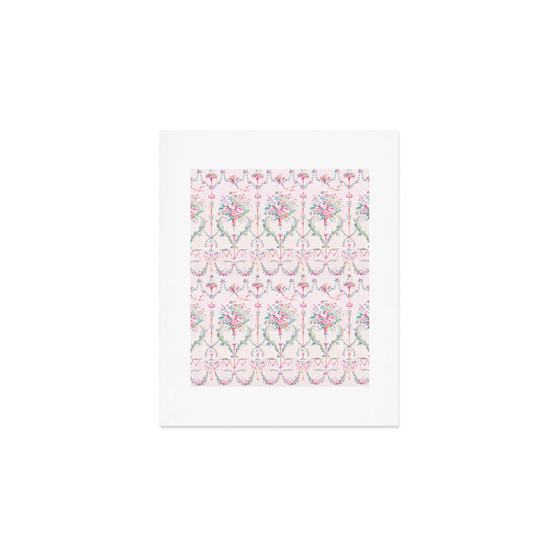 French wallpaper, birds and floral swags Art Print Gallery Image 1