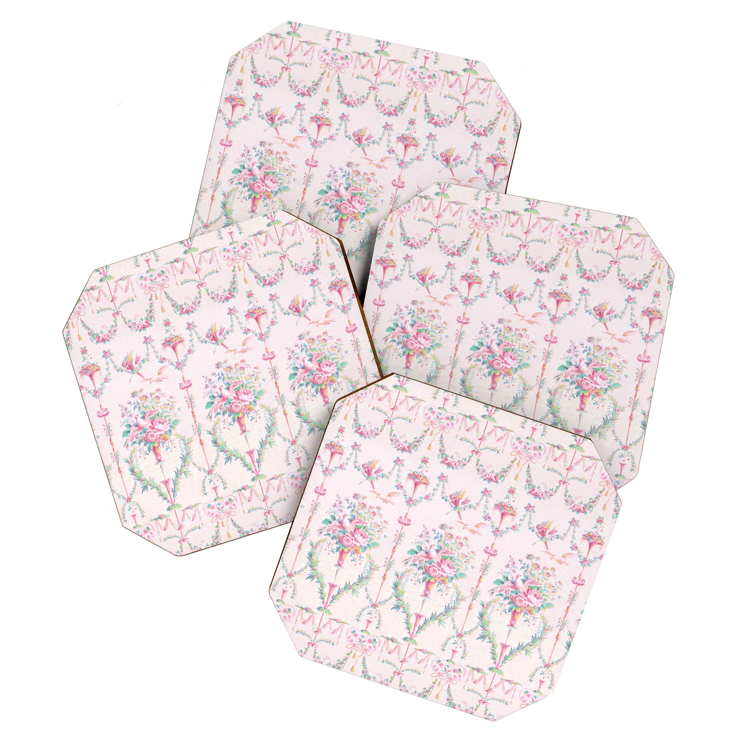 French wallpaper, birds and floral swags Coaster Gallery Image 1