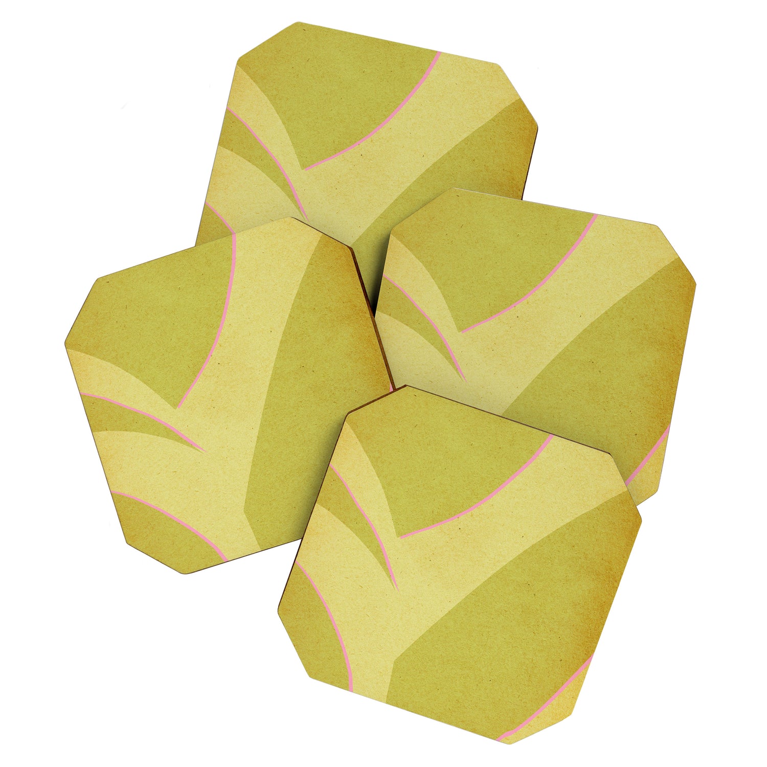 Abstract green and pink shapes Coaster Gallery Image 1