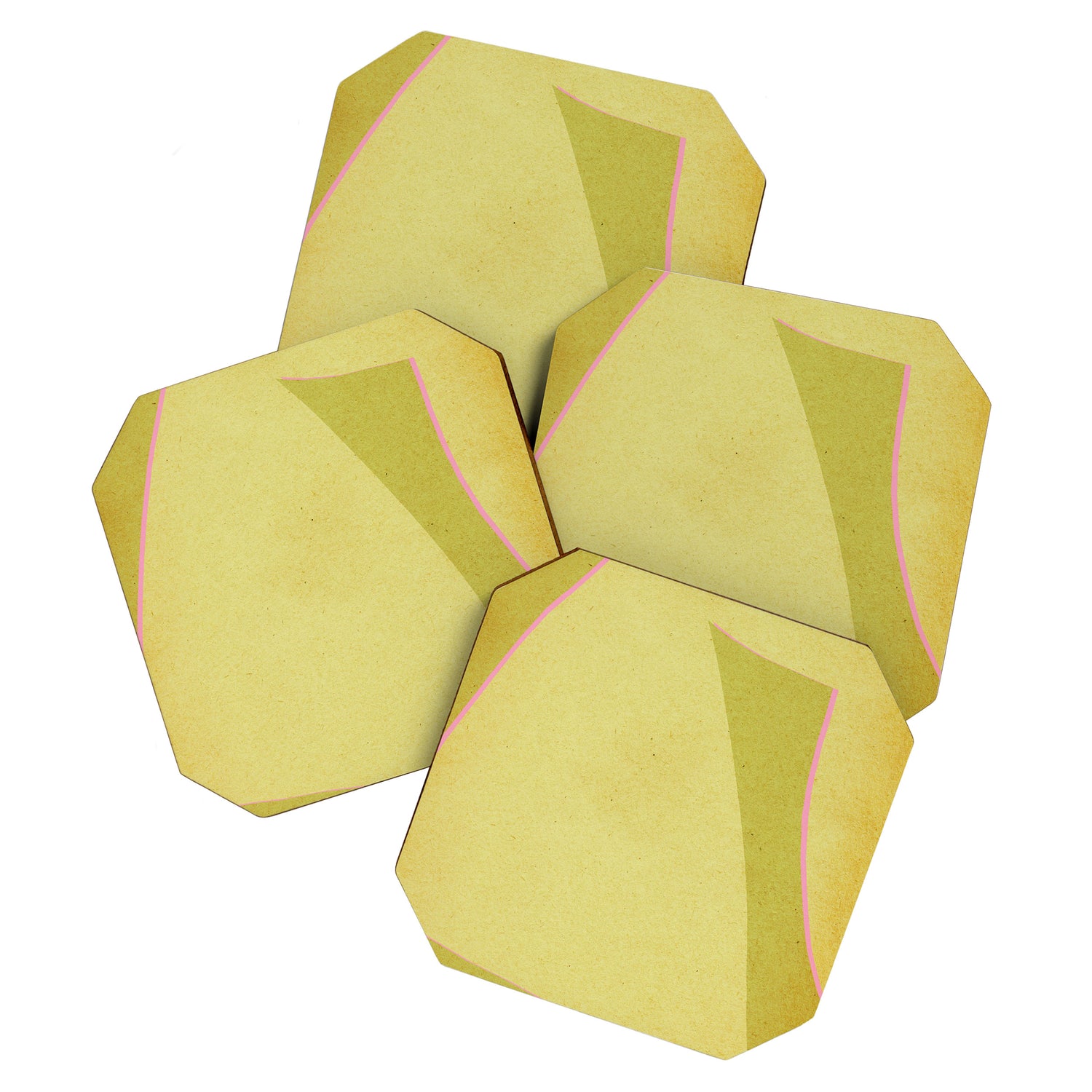Abstract green and pink shapes Coaster Gallery Image 1