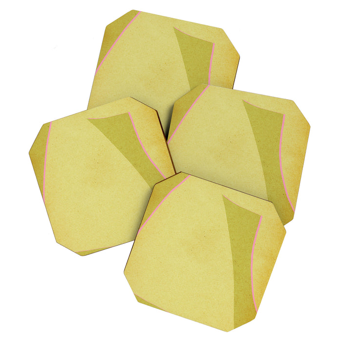 Abstract green and pink shapes Coaster Gallery Image 1