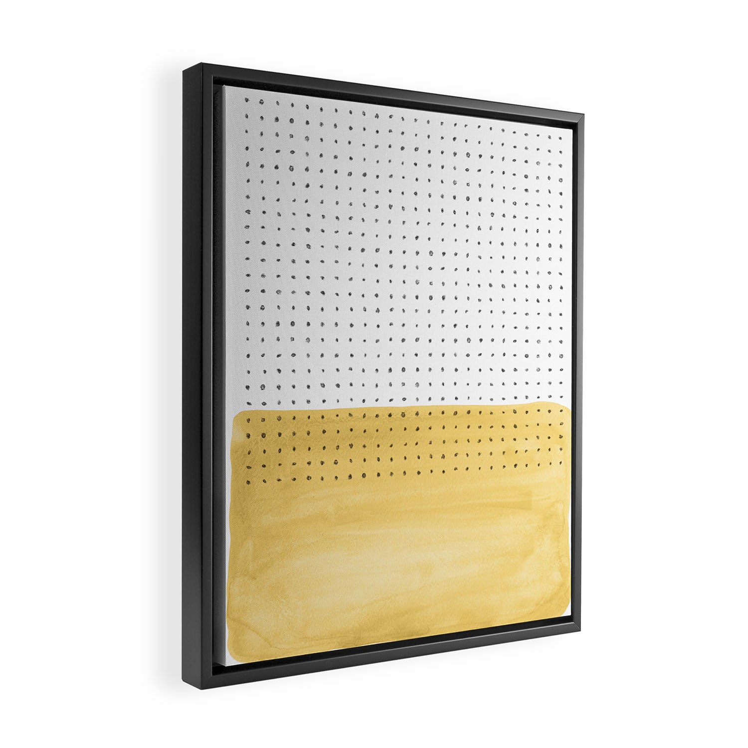 Abstract mustard shape and points Framed Canvas Print Gallery Image 2