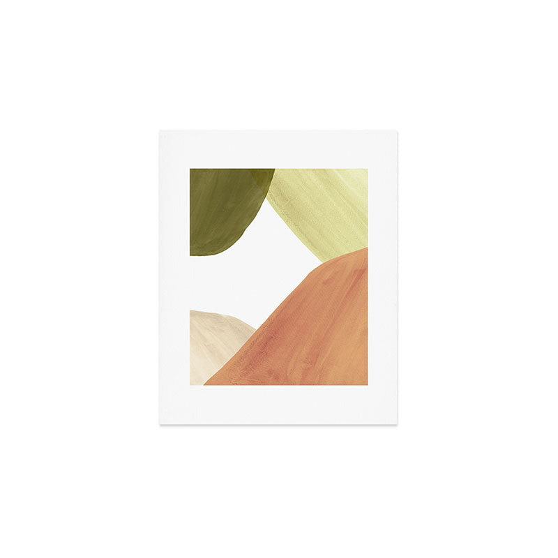 Abstract terracotta and green shapes Art Print Gallery Image 1