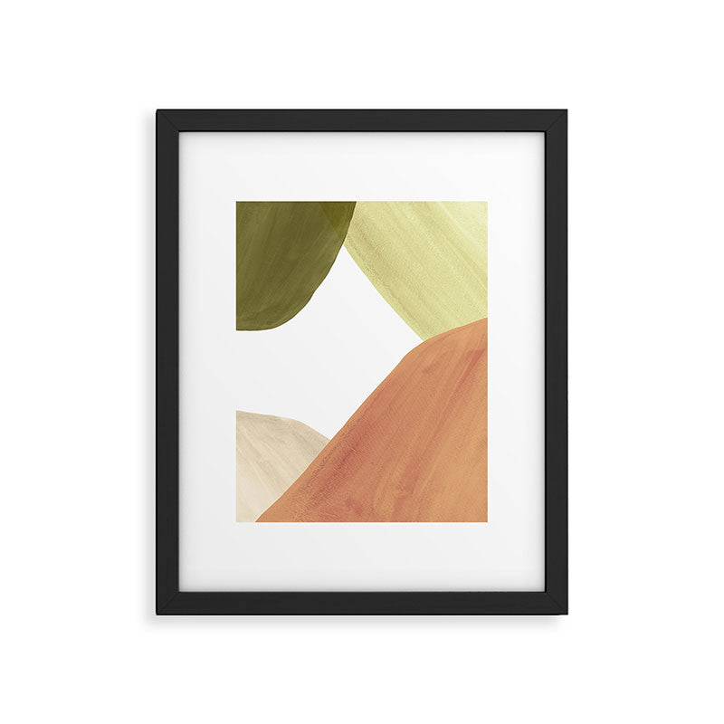 Abstract terracotta and green shapes Framed Art Print Gallery Image 5