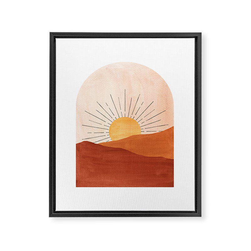 Abstract terracotta landscape, sun and desert, sunrise #1 Framed Canvas Print Gallery Image 8