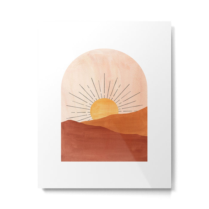 Abstract terracotta landscape, sun and desert, sunrise #1 Metal Print Gallery Image 1