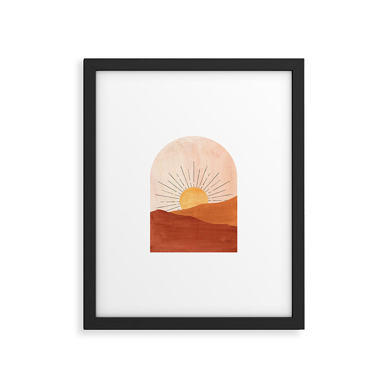 Abstract terracotta landscape, sun and desert, sunrise #1 Framed Art Print Gallery Image 6