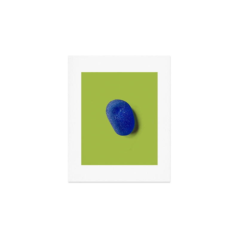  Blue seaglass on green, japandi minimalist Art Print Gallery Image 1