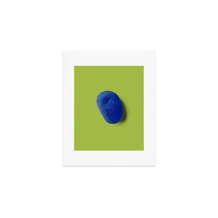  Blue seaglass on green, japandi minimalist Art Print Gallery Image 1