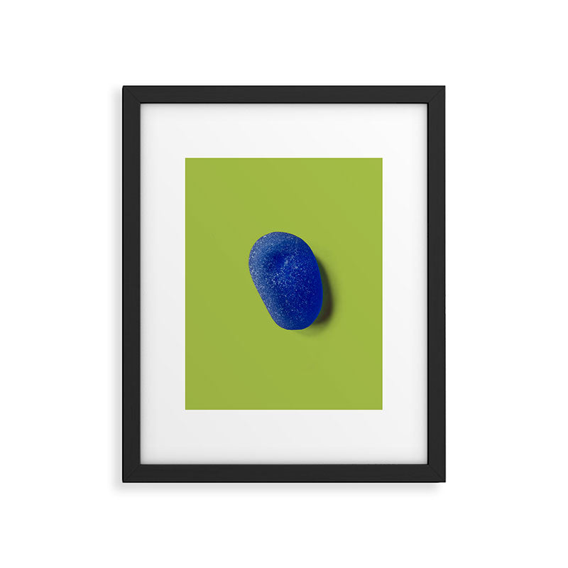  Blue seaglass on green, japandi minimalist Framed Art Print Gallery Image 5