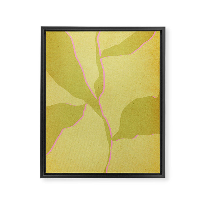 Green and pink botanical abstract Framed Canvas Print Gallery Image 1