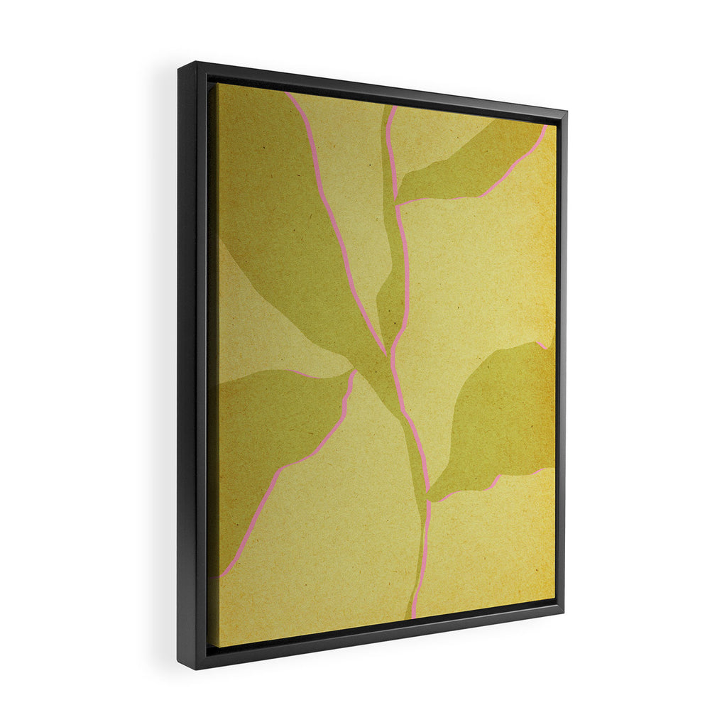 Green and pink botanical abstract Framed Canvas Print Gallery Image 2