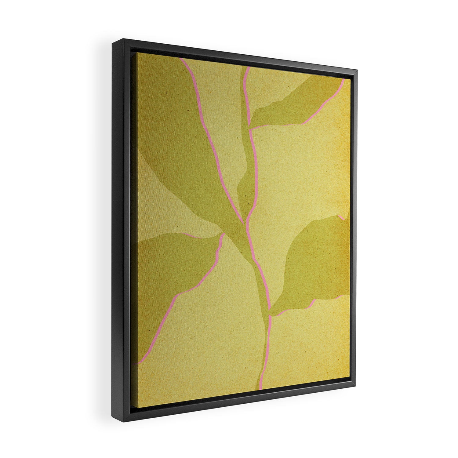 Green and pink botanical abstract Framed Canvas Print Gallery Image 2