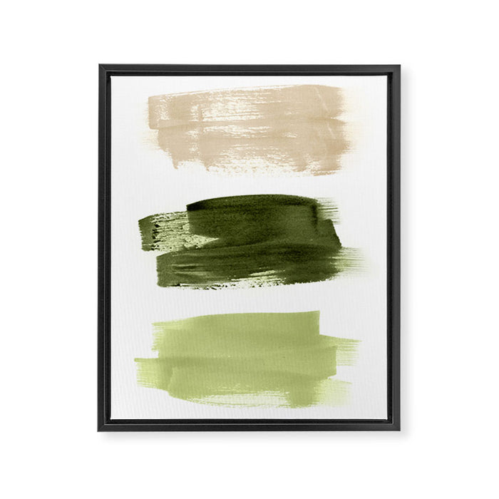 Green brush strokes Framed Canvas Print Gallery Image 1